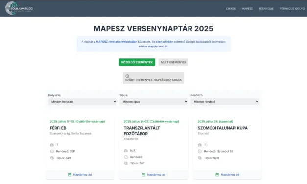 Mapesz Interaktív Versenynaptár
